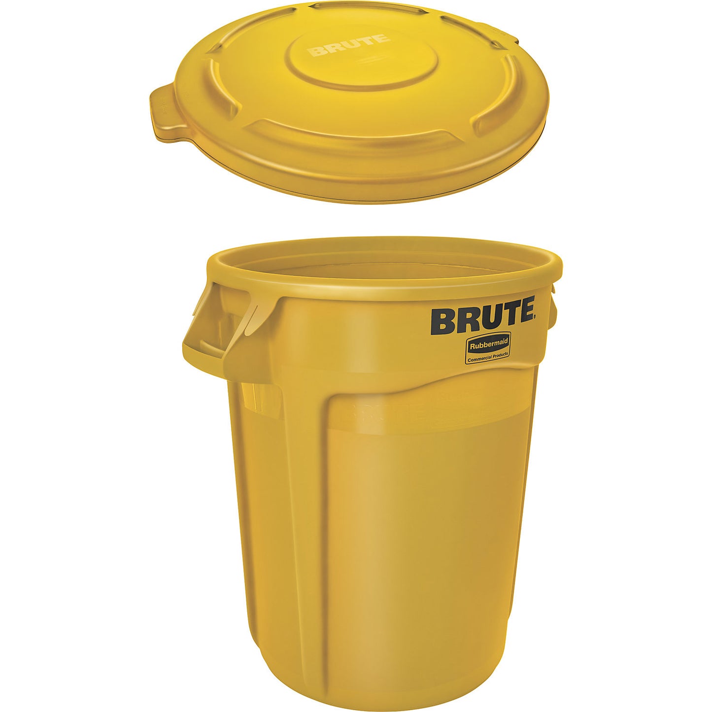 BRUTE® universal container with round lid, capacity 121 l, yellow.