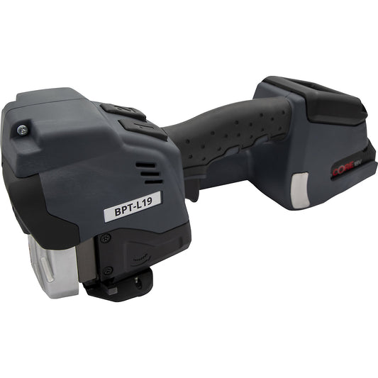 Rechargeable strapping tool for steel strapping, fully automatic, 13 - 19 mm, for 13 mm tape width.