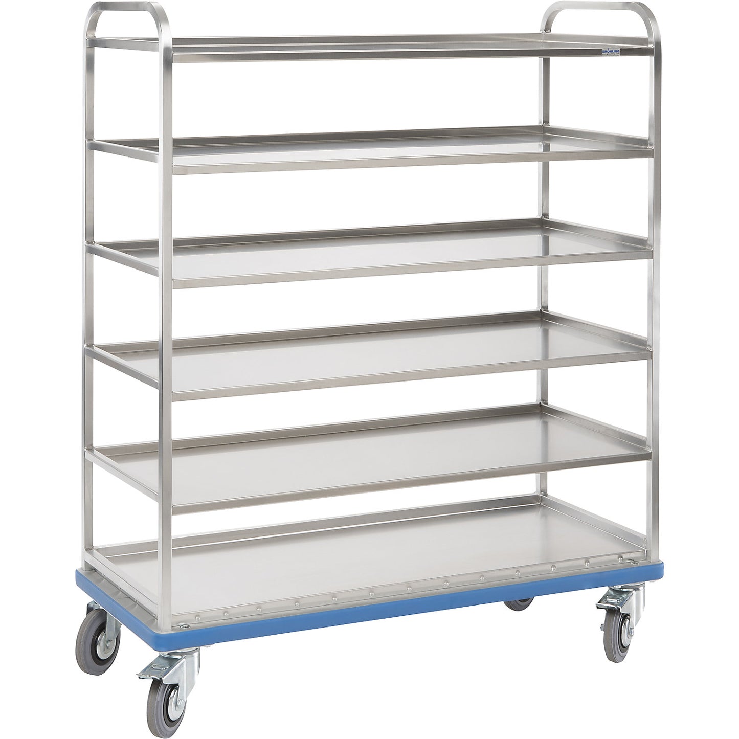 G®-ORG E 2801 shelf trolley, 6 levels, 5 shelves, LxH 1070 x 1660 mm.