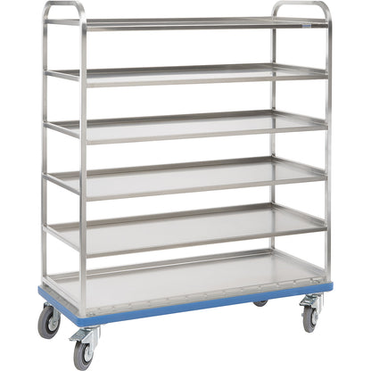 G®-ORG E 2801 shelf trolley, 6 levels, 5 shelves, LxH 1070 x 1660 mm.