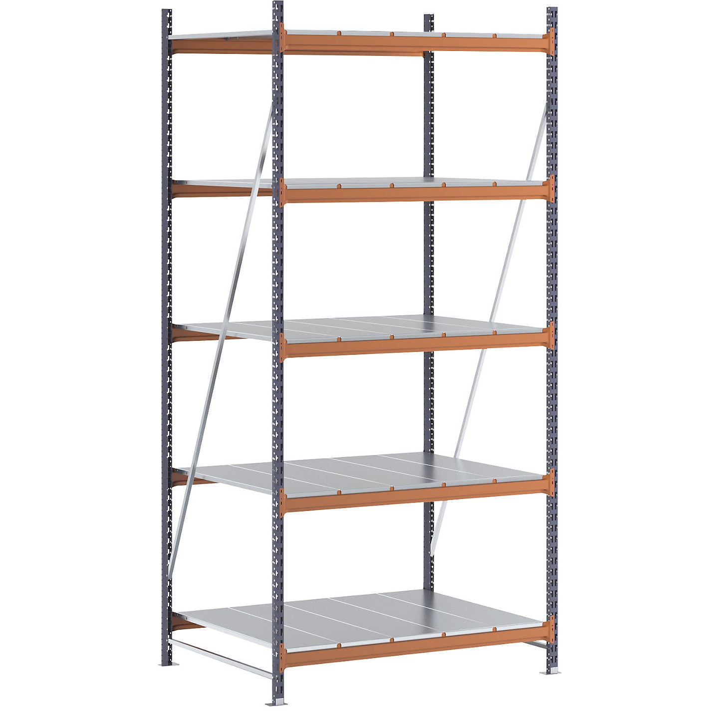 Wide span shelving unit, max. bay load 6000 kg, HxWxD 3000 x 1448 x 1100 mm, standard shelf unit.