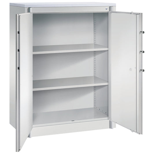 Certos fire protection cupboard, height 1226 mm, DIN 4102 compliant, W 926 mm, light grey.