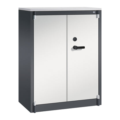 Certos fire protection cupboard, height 1226 mm, DIN 4102 compliant, W 926 mm, black grey/light grey.
