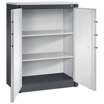 Certos fire protection cupboard, height 1226 mm, DIN 4102 compliant, W 926 mm, black grey/light grey.