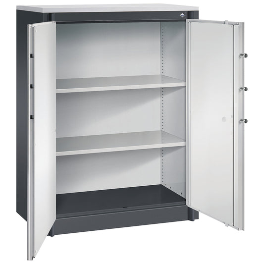 Certos fire protection cupboard, height 1226 mm, DIN 4102 compliant, W 926 mm, black grey/light grey.