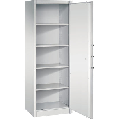 Certos fire protection cupboard, height 1950 mm, DIN 4102 compliant, W 646 mm, light grey.