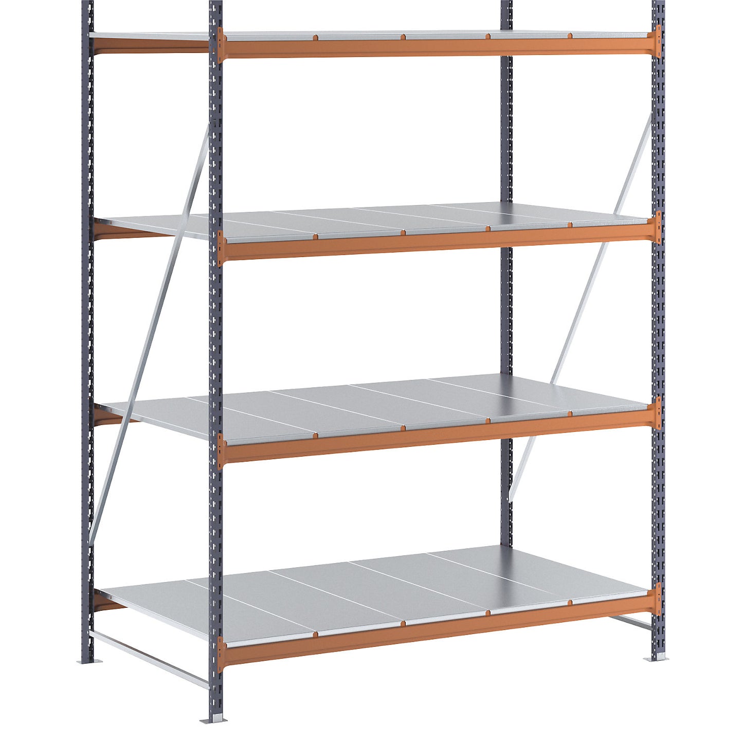Wide span shelving unit, max. bay load 6000 kg, HxWxD 2500 x 1923 x 1100 mm, standard shelf unit.