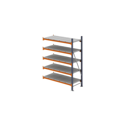 Wide span shelving unit, max. bay load 6000 kg, HxWxD 3000 x 1874 x 1100 mm, extension shelf unit.