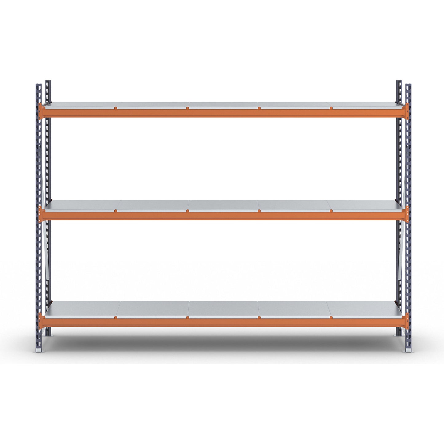 Wide span shelving unit, max. bay load 6000 kg, HxWxD 2000 x 2798 x 600 mm, standard shelf unit.