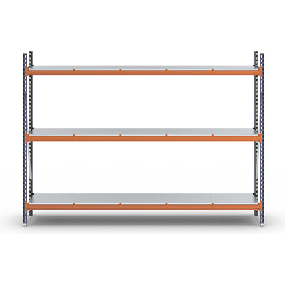 Wide span shelving unit, max. bay load 6000 kg, HxWxD 2000 x 2798 x 600 mm, standard shelf unit.