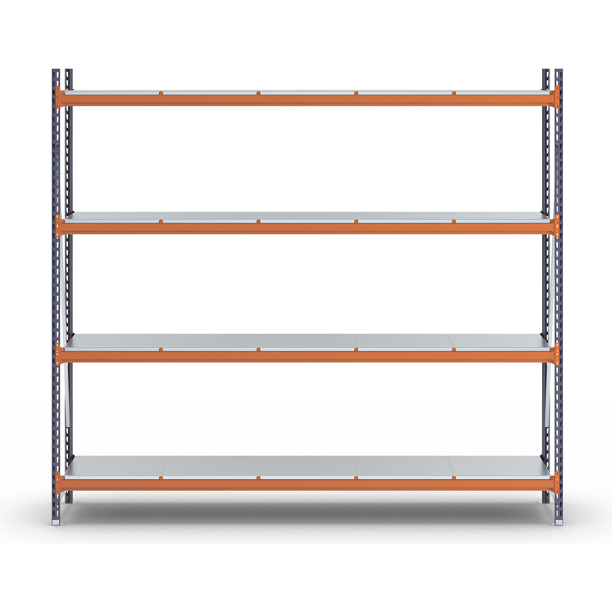 Wide span shelving unit, max. bay load 6000 kg, HxWxD 2500 x 2798 x 600 mm, standard shelf unit.