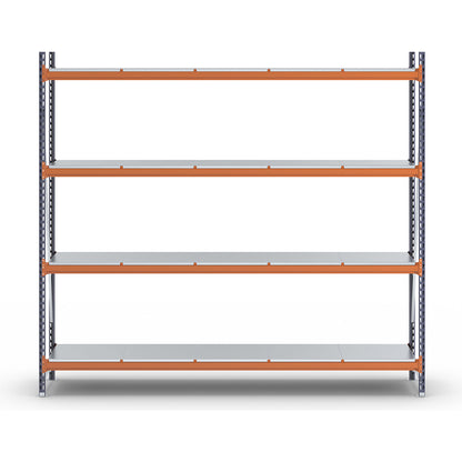 Wide span shelving unit, max. bay load 6000 kg, HxWxD 2500 x 2798 x 600 mm, standard shelf unit.