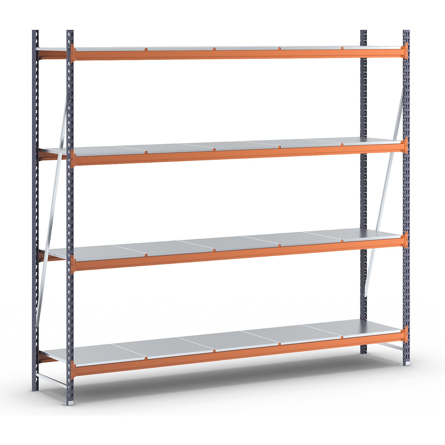 Wide span shelving unit, max. bay load 6000 kg, HxWxD 2500 x 2798 x 600 mm, standard shelf unit.