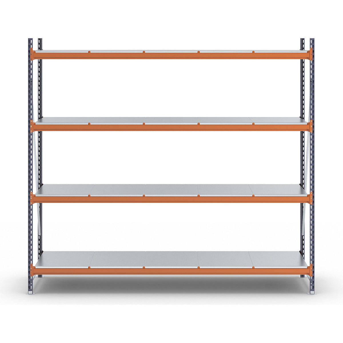 Wide span shelving unit, max. bay load 6000 kg, HxWxD 2500 x 2798 x 800 mm, standard shelf unit.