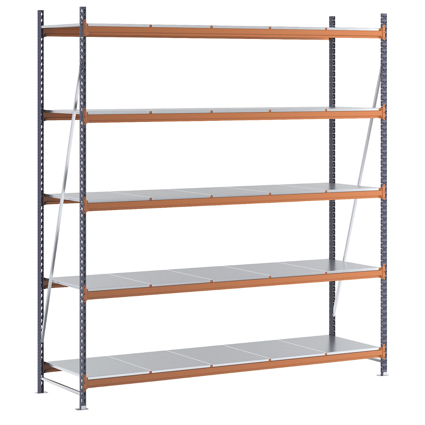 Wide span shelving unit, max. bay load 6000 kg, HxWxD 3000 x 2798 x 800 mm, standard shelf unit.