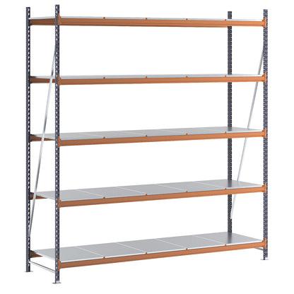Wide span shelving unit, max. bay load 6000 kg, HxWxD 3000 x 2798 x 800 mm, standard shelf unit.