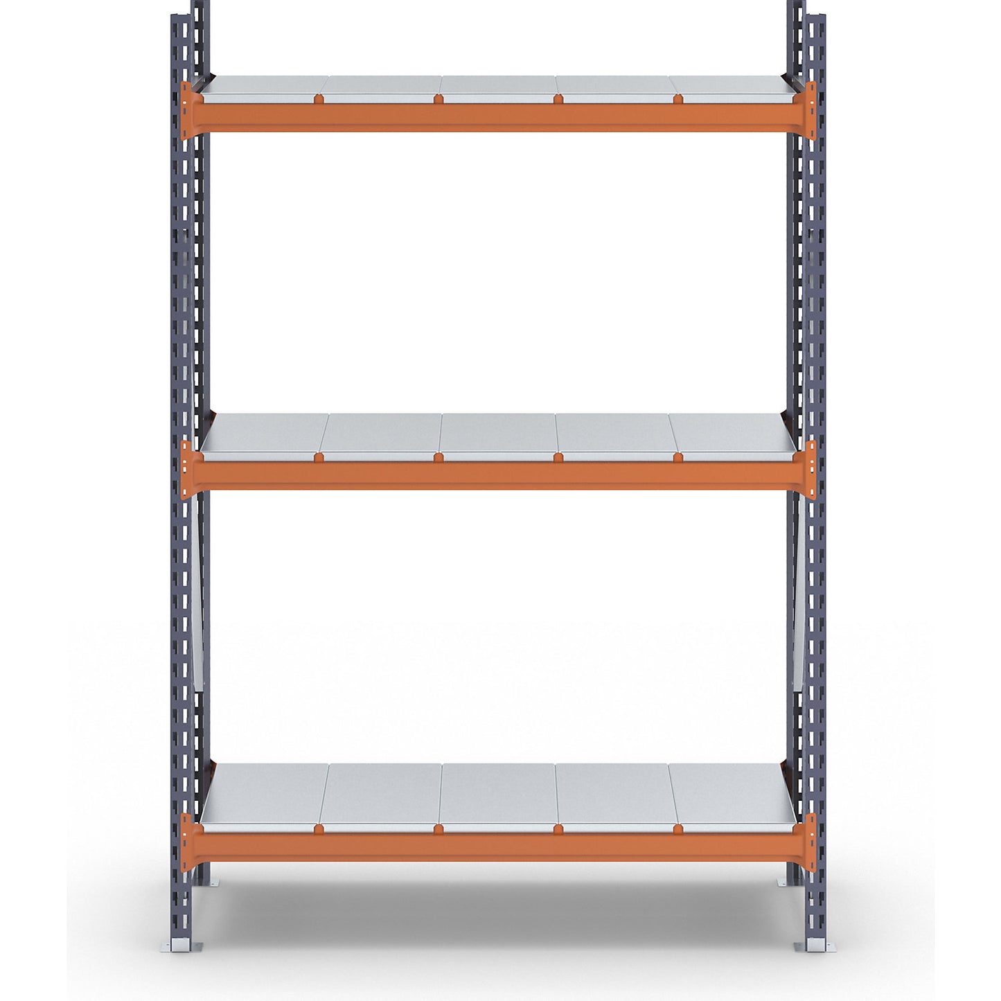 Wide span shelving unit, max. bay load 1600 kg, with steel sheet shelves, HxWxD 2000 x 1400 x 500 mm, standard shelf unit.