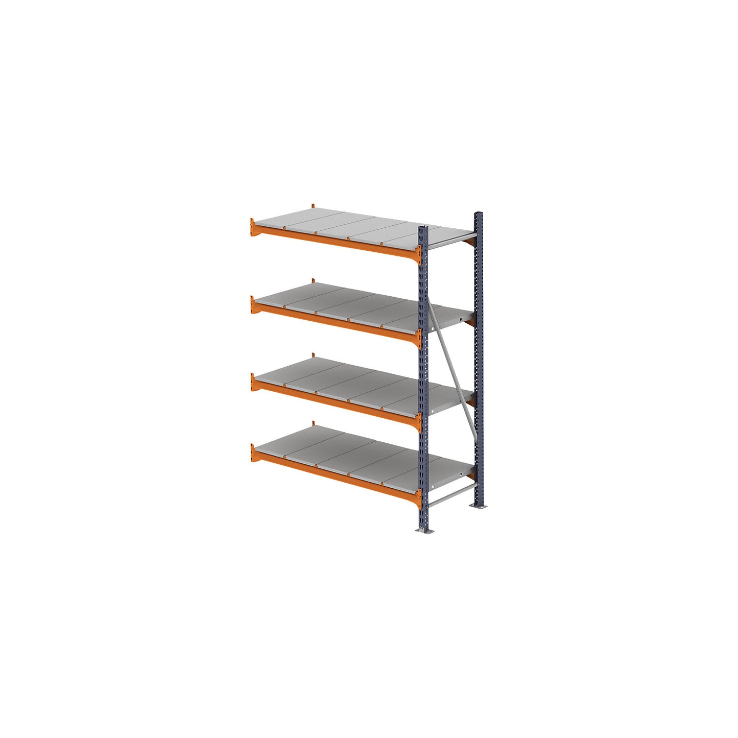 Wide span shelving unit, max. bay load 1600 kg, with steel sheet shelves, HxWxD 2500 x 1900 x 500 mm, extension shelf unit.