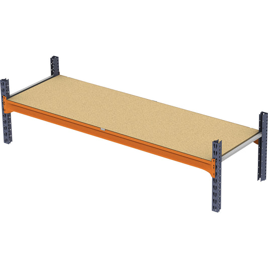 Shelf for wide span shelving units, with moulded chipboard, WxD 1350 x 600 mm.