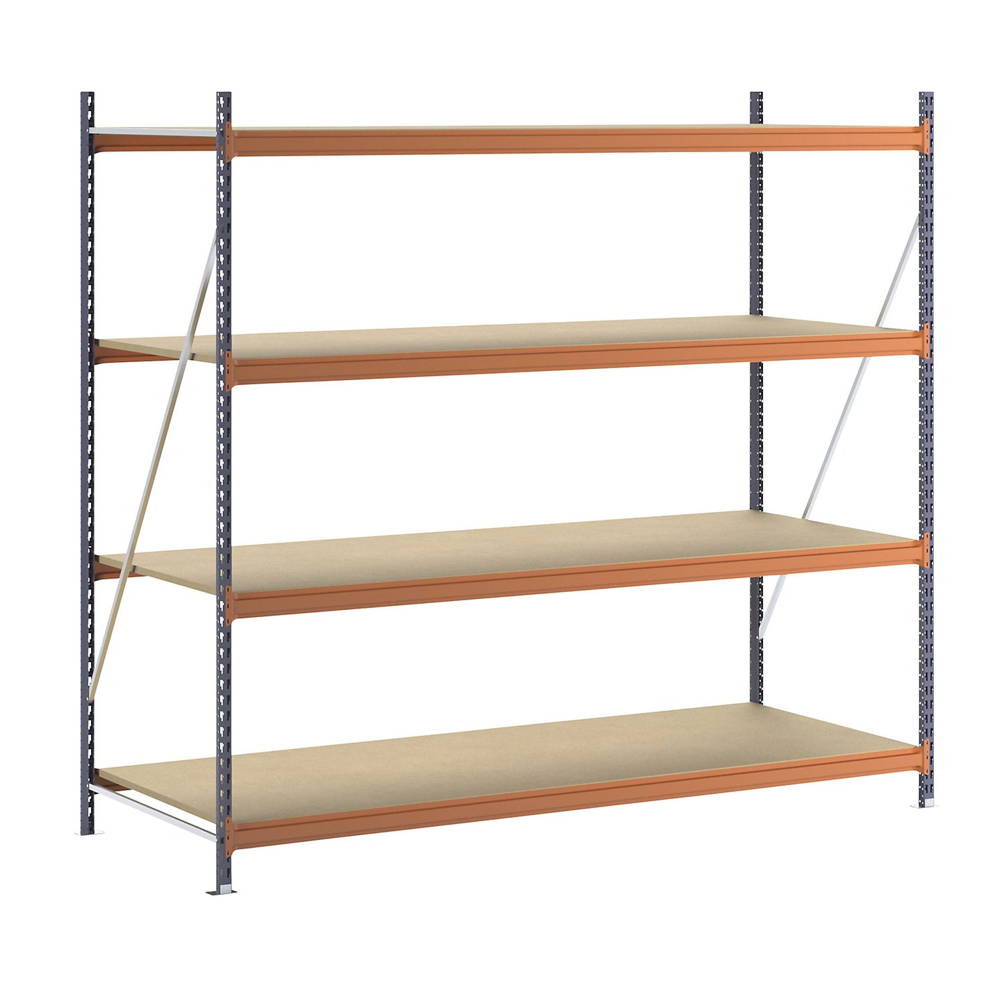 Wide span shelving unit, max. bay load 4000 kg, HxWxD 2500 x 2798 x 1100 mm, standard shelf unit.