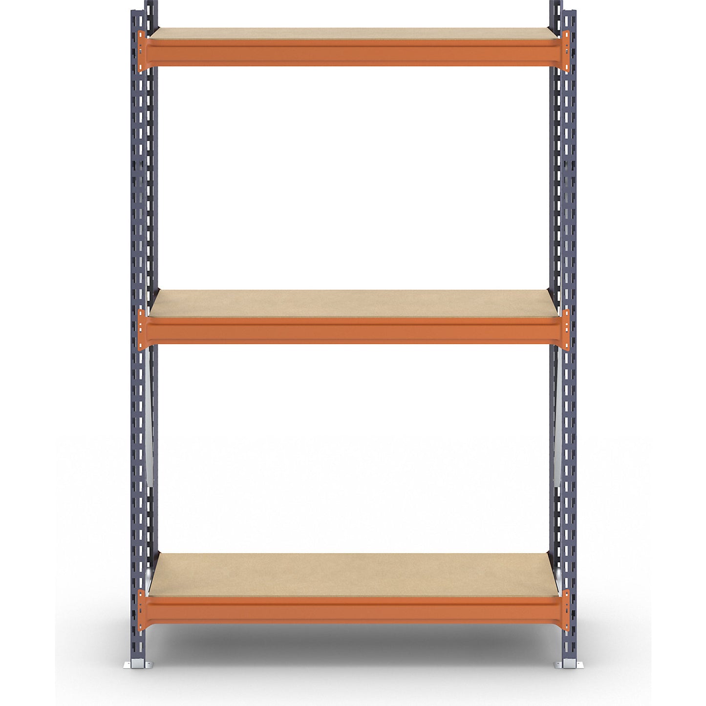 Wide span shelving unit, max. bay load 1600 kg, with moulded chipboard, HxWxD 2000 x 1400 x 500 mm, standard shelf unit.