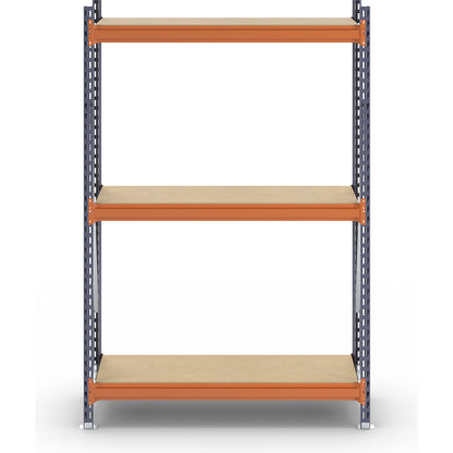 Wide span shelving unit, max. bay load 1600 kg, with moulded chipboard, HxWxD 2000 x 1400 x 500 mm, standard shelf unit.