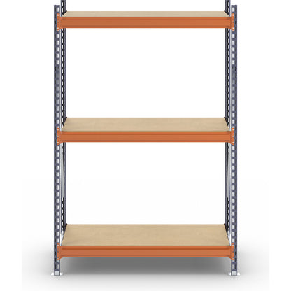 Wide span shelving unit, max. bay load 1600 kg, with moulded chipboard, HxWxD 2000 x 1400 x 600 mm, standard shelf unit.