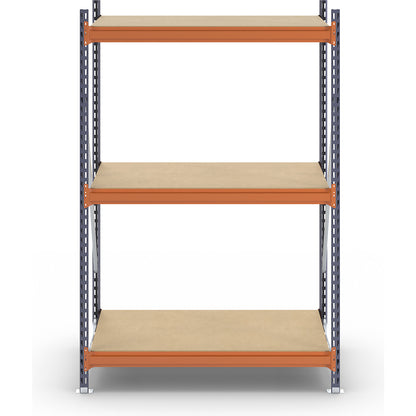 Wide span shelving unit, max. bay load 1600 kg, with moulded chipboard, HxWxD 2000 x 1400 x 800 mm, standard shelf unit.