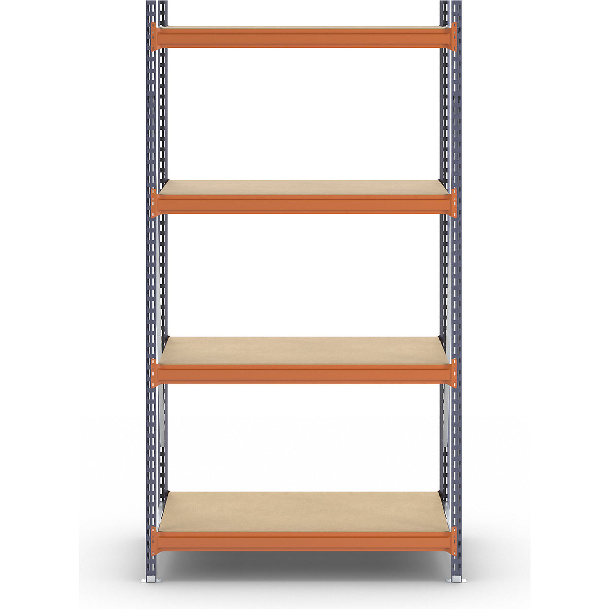 Wide span shelving unit, max. bay load 1600 kg, with moulded chipboard, HxWxD 2500 x 1400 x 800 mm, standard shelf unit.
