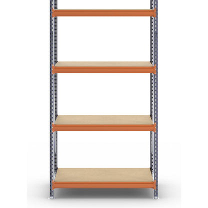 Wide span shelving unit, max. bay load 1600 kg, with moulded chipboard, HxWxD 2500 x 1400 x 800 mm, standard shelf unit.