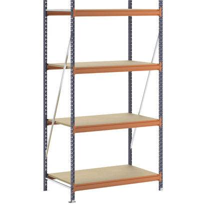 Wide span shelving unit, max. bay load 1600 kg, with moulded chipboard, HxWxD 2500 x 1400 x 800 mm, standard shelf unit.