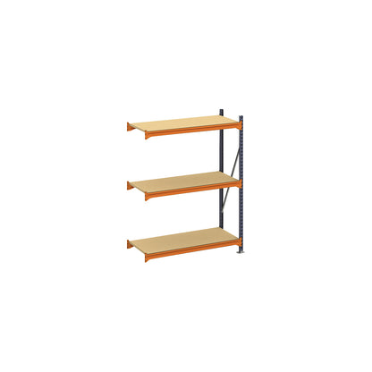 Wide span shelving unit, max. bay load 1600 kg, with moulded chipboard, HxWxD 2000 x 1400 x 800 mm, extension shelf unit.