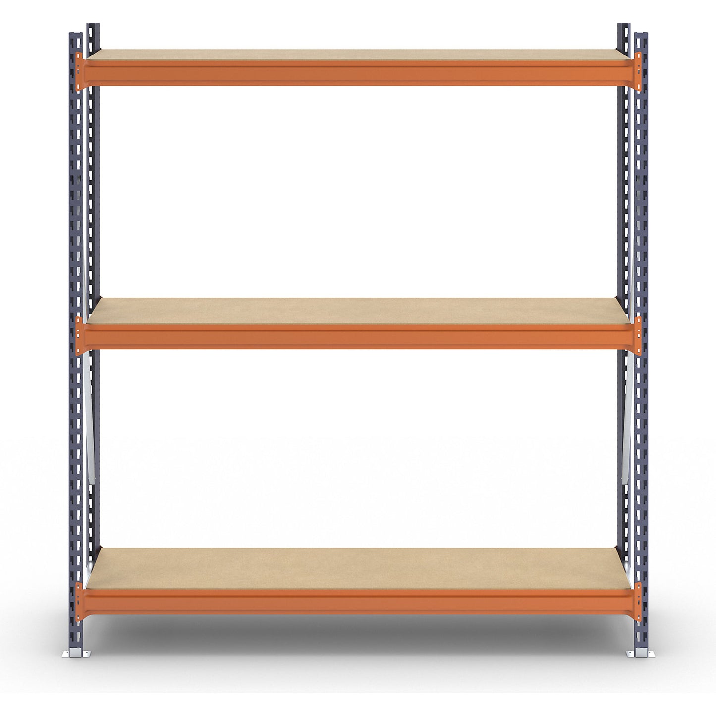 Wide span shelving unit, max. bay load 1600 kg, with moulded chipboard, HxWxD 2000 x 1900 x 500 mm, standard shelf unit.