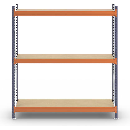 Wide span shelving unit, max. bay load 1600 kg, with moulded chipboard, HxWxD 2000 x 1900 x 500 mm, standard shelf unit.