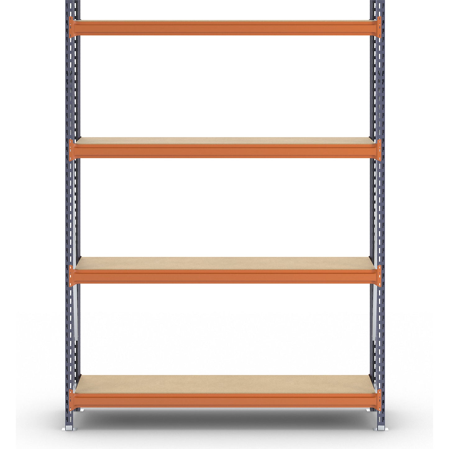 Wide span shelving unit, max. bay load 1600 kg, with moulded chipboard, HxWxD 2500 x 1900 x 500 mm, standard shelf unit.