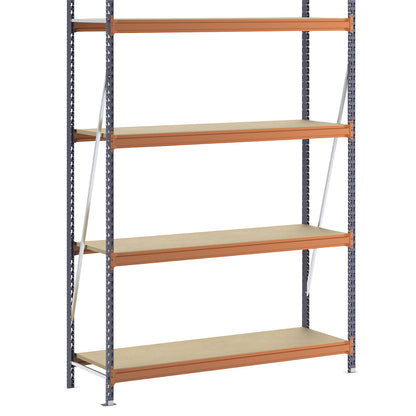 Wide span shelving unit, max. bay load 1600 kg, with moulded chipboard, HxWxD 2500 x 1900 x 600 mm, standard shelf unit.