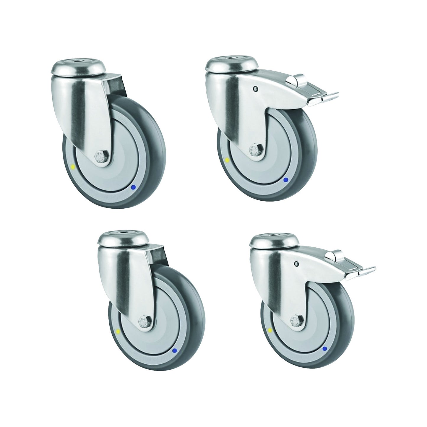 Swivel castor set, Ø 100 mm, electrically conductive, pack of 4.