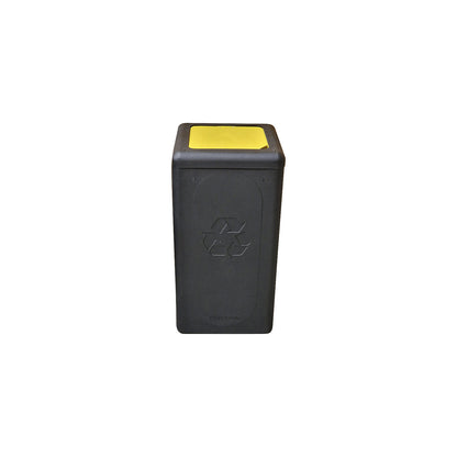 BrickBin recyclable waste collector with lid, capacity 65 l, black/yellow.