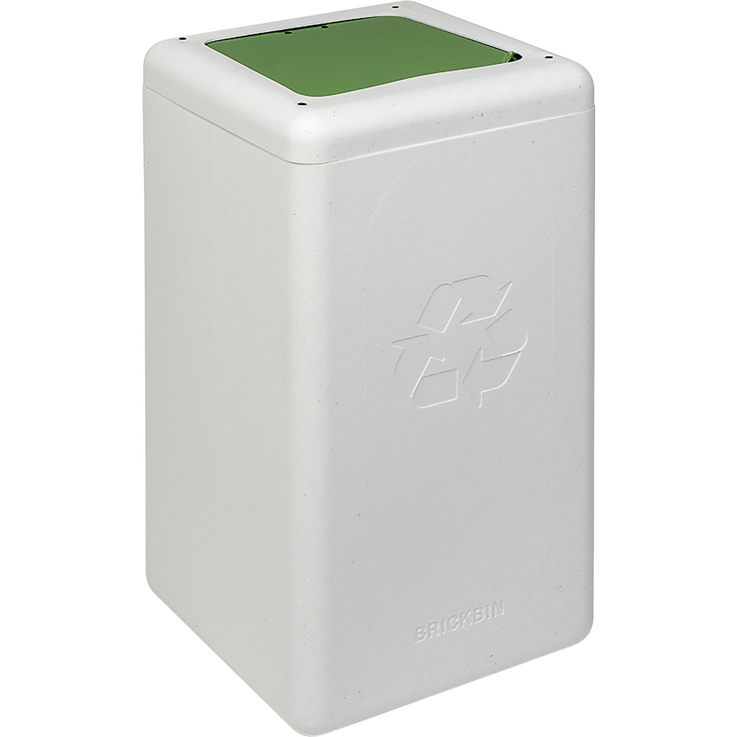 BrickBin recyclable waste collector with lid, capacity 65 l, white/green.
