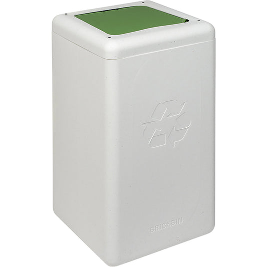 BrickBin recyclable waste collector with lid, capacity 65 l, white/green.