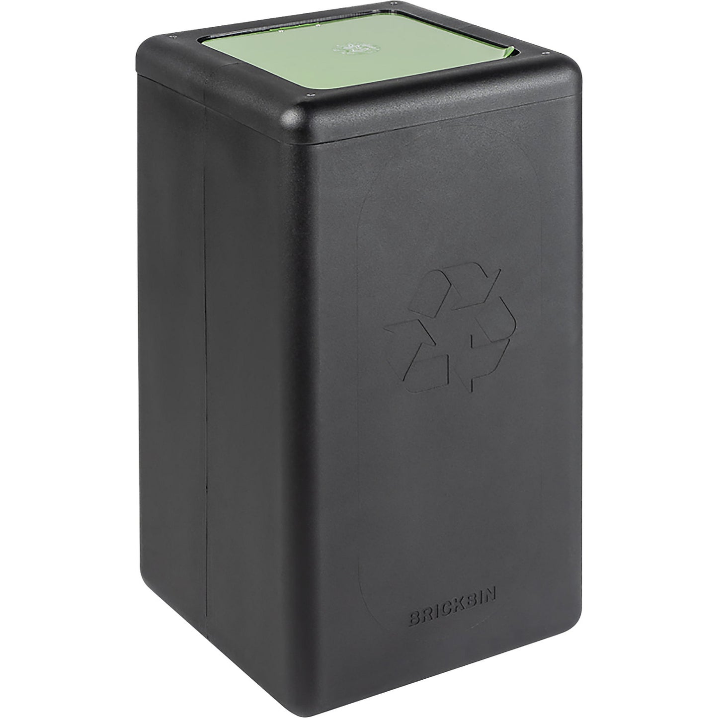 BrickBin recyclable waste collector with lid, capacity 65 l, black/green.