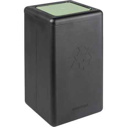 BrickBin recyclable waste collector with lid, capacity 65 l, black/green.