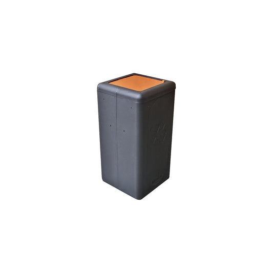 BrickBin recyclable waste collector with lid, capacity 65 l, black/orange.