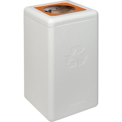 BrickBin recyclable waste collector, capacity 65 l, white, orange lid.