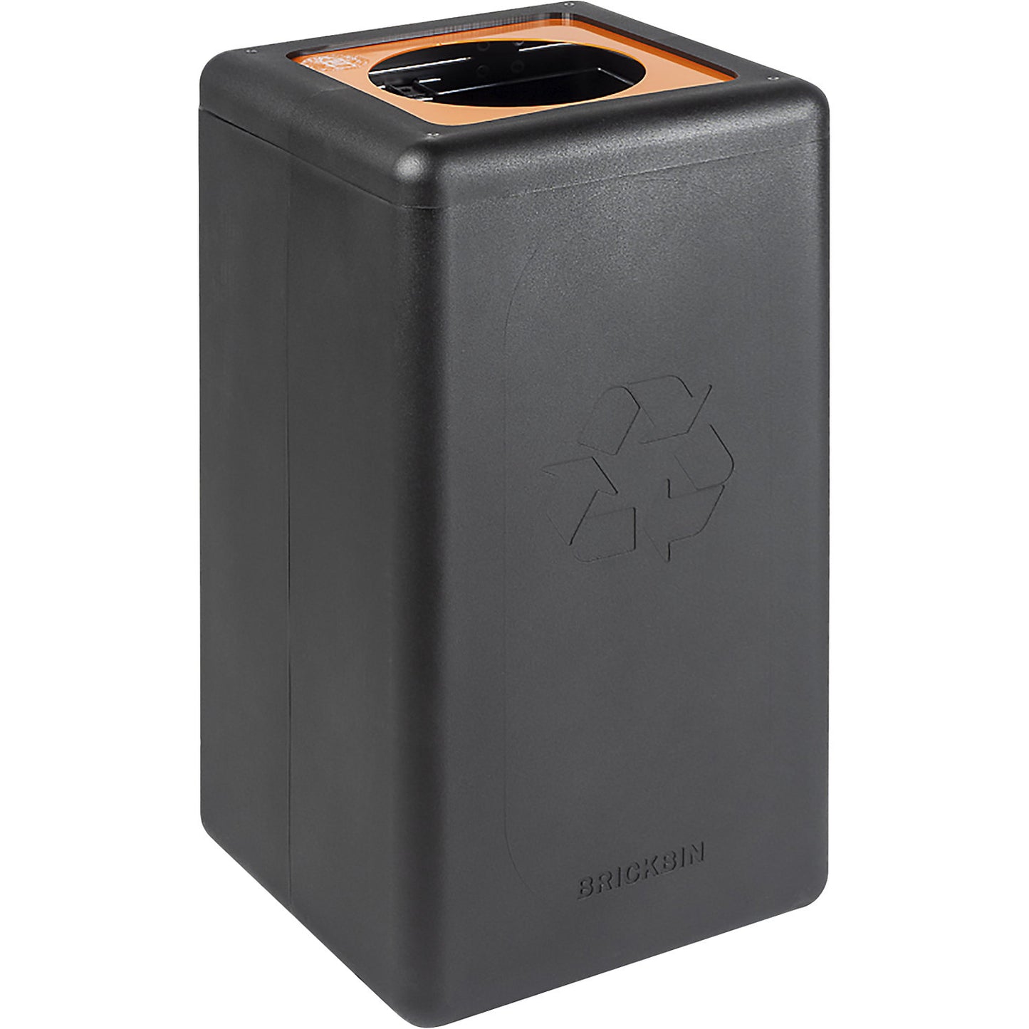 BrickBin recyclable waste collector, capacity 65 l, black, orange lid.