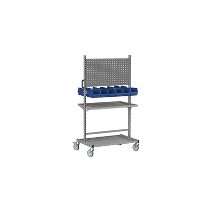 Tool and assembly trolley, can be fitted out individually with accessory elements, steel, grey.