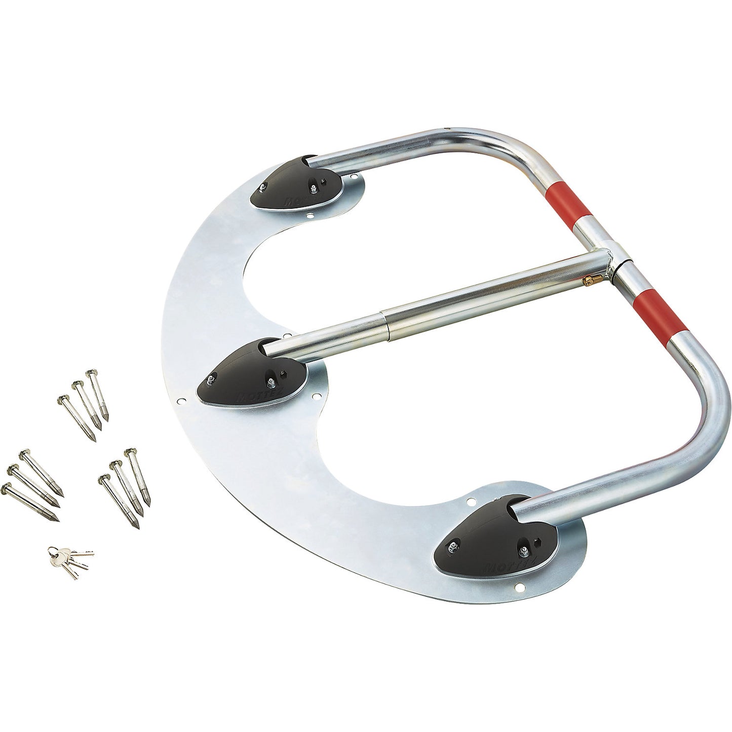 Car park barrier, nail-on, with cylinder lock, WxH 460 x 430 mm.