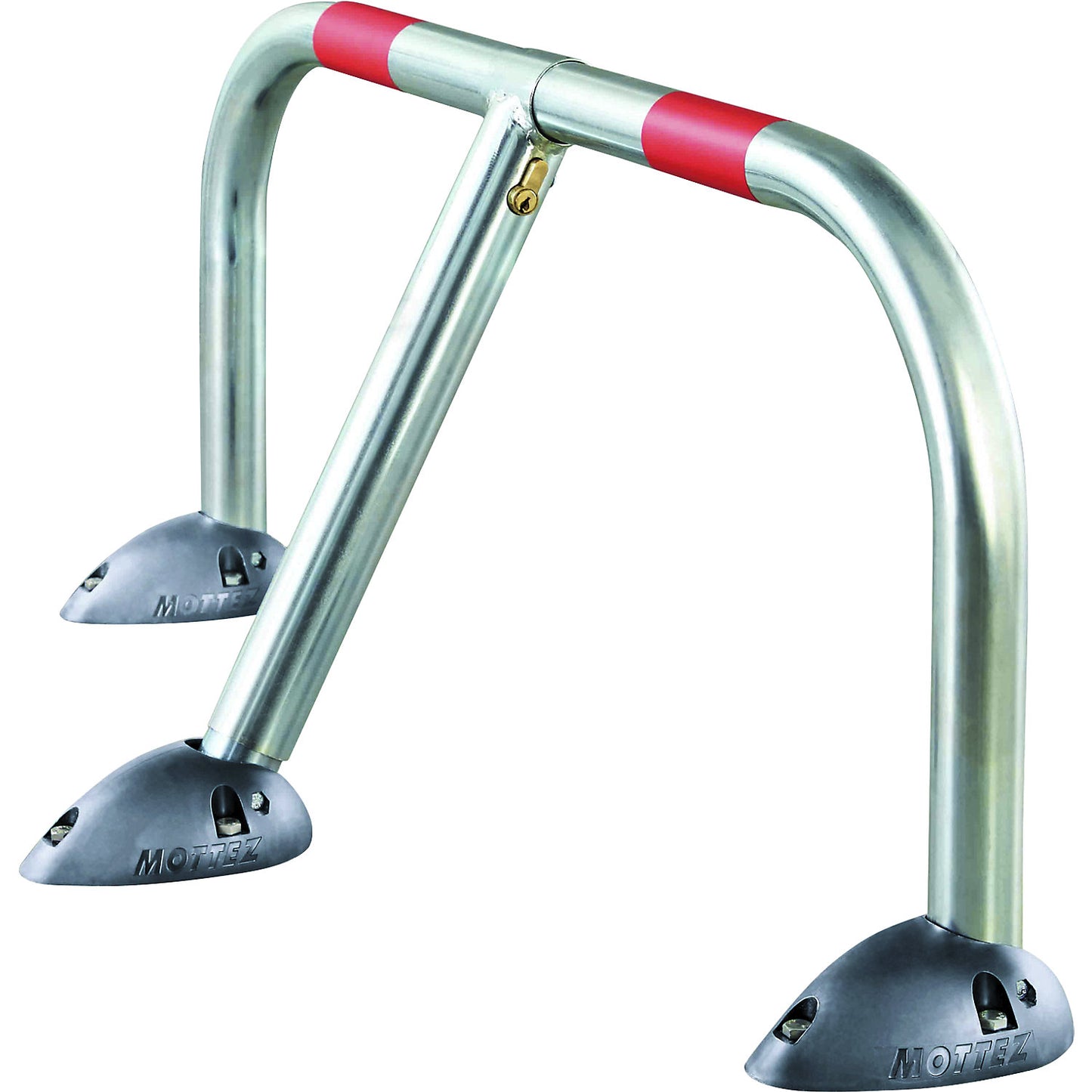 Barrier post, folding, to bolt in place, with cylinder lock, WxH 380 x 420 mm.
