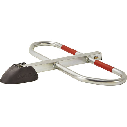 Designer parking barrier with centre foot, with cylinder lock, WxH 230 x 600 mm.