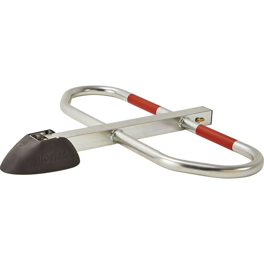 Designer parking barrier with centre foot, with cylinder lock, WxH 230 x 600 mm.
